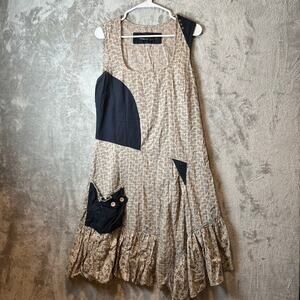 Animale Patchwork Boho Dress Ruffle Cottagecore Prairie Farmhouse Size 12 Cotton